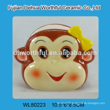 2016 hot sale factory directly ceramic napkin holder with monkey shape